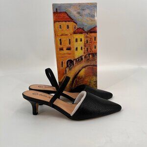 Bella Vita Sarah II Slingback Pumps Size 9.5M Black Snake Faux Leather Heels